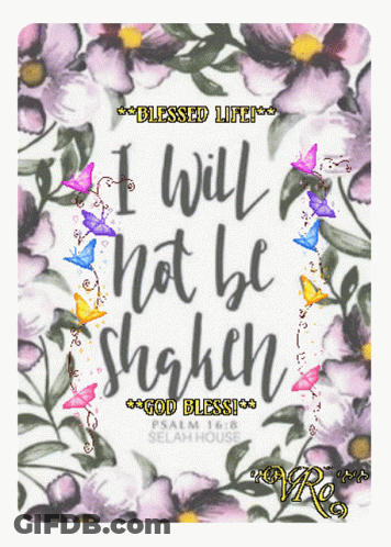 Poster Purple Flowers Butterflies I Will Not Be Shaken GIF