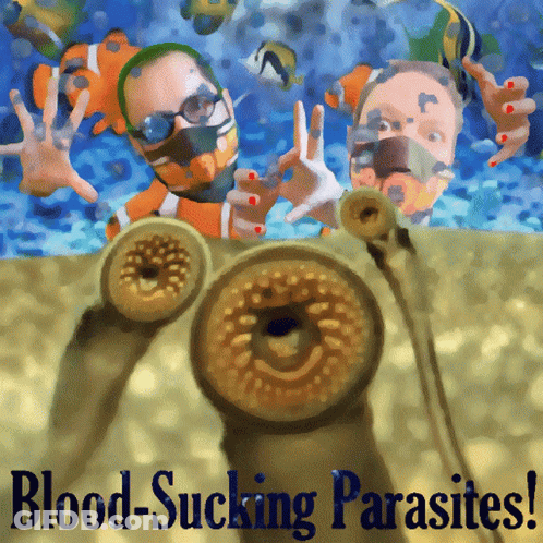 Poster Saying Blood-Sucking Parasites GIF