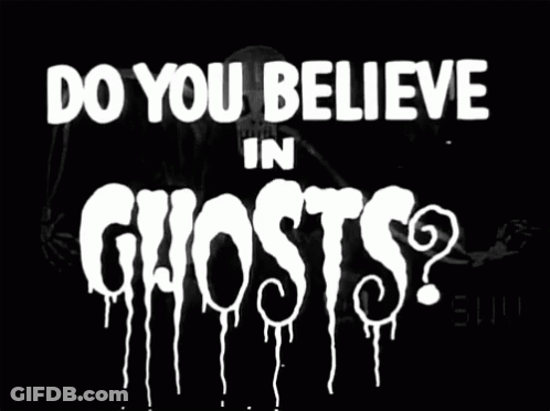 Poster Saying Do You Believe In Ghosts GIF