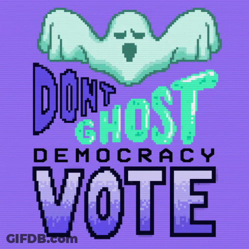 Poster Saying Don't Ghost Democracy Vote GIF