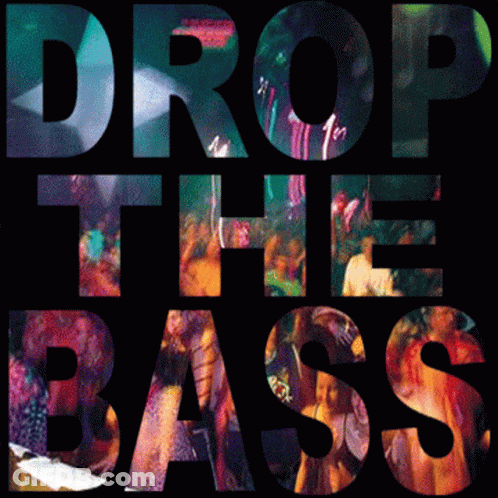 Poster Saying Drop The Bass With Crowd GIF