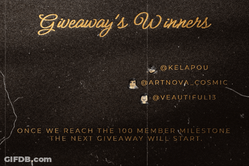 Poster Saying Giveaways Winners Next Giveaway At 100 Members GIF