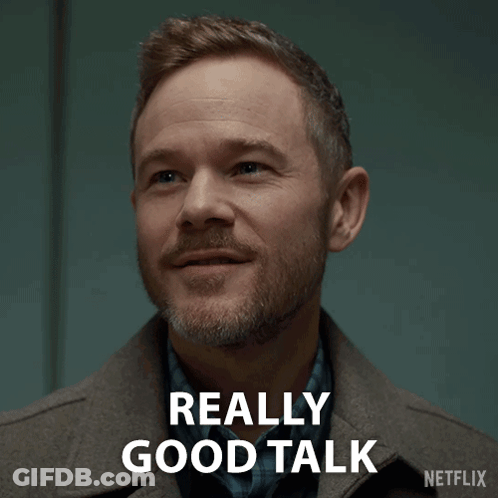 Poster Saying Good Talk With Purple Object GIF