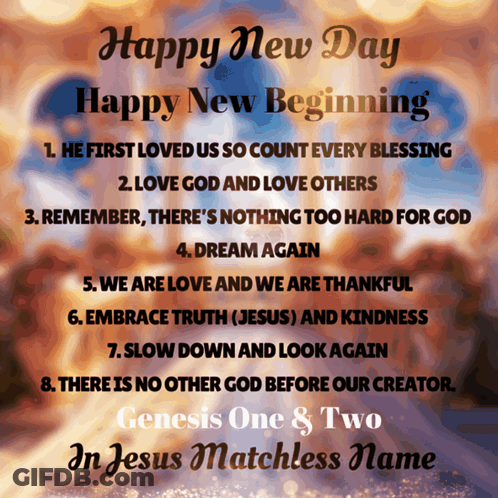 Poster Saying Happy New Day Happy New Beginning GIF