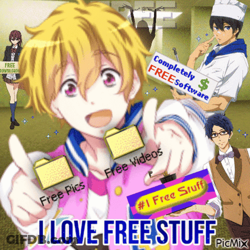 Poster Saying I Love Free Stuff GIF