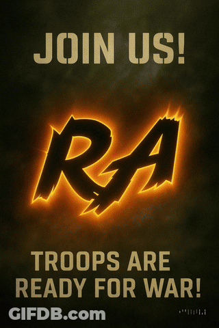 Poster Saying Join Us Troops Are Ready For War GIF