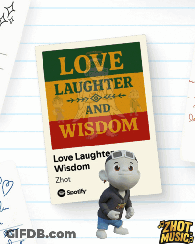 Poster Saying Love Laughter And Wisdom GIF