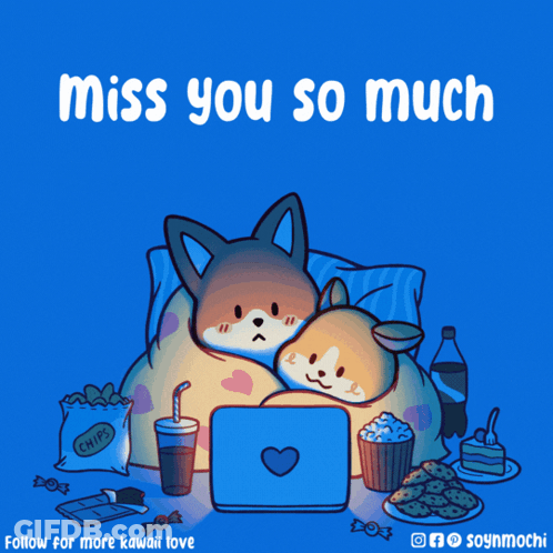 Poster Saying Miss You So Much With Two Dogs GIF