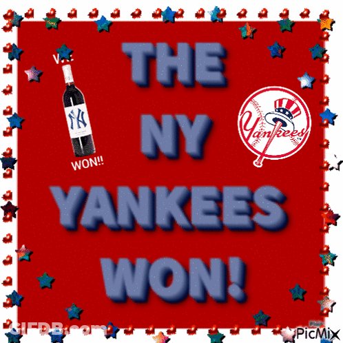 Poster Saying NY Yankees Won GIF