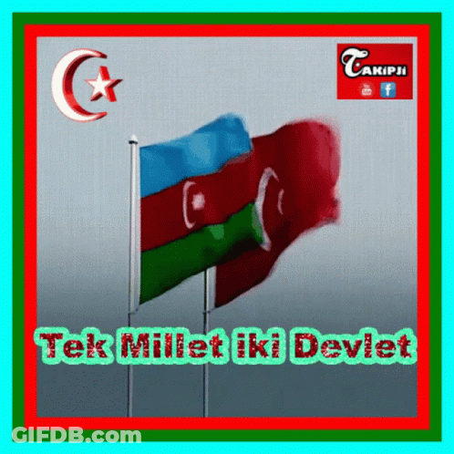 Poster Saying Tek Millet Iki Devlet Three Flags GIF