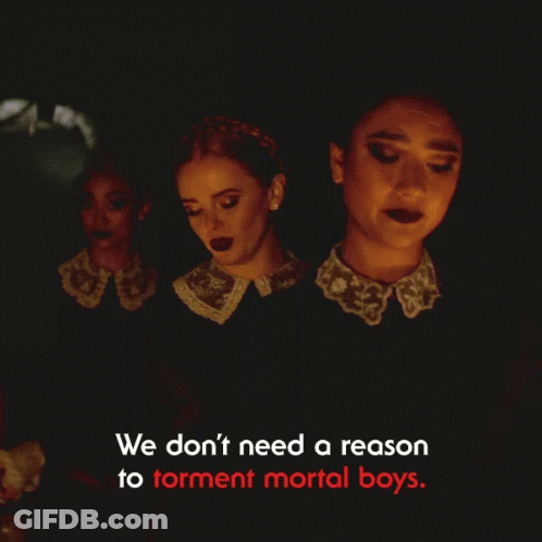Poster Saying We Don't Need A Reason To Torment Mortal Boys GIF