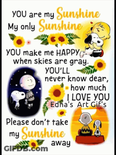 Poster Saying You Are My Sunshine My Only Sunshine You Make Me Happy When Skies Are Gray GIF
