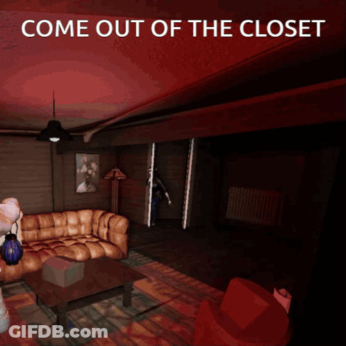 Poster That Says Come Out Of The Closet With A Living Room GIF