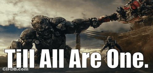 Poster Till All Are One In White Letters GIF