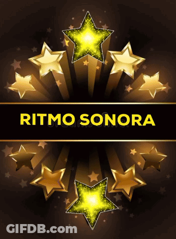 Poster With Gold Stars Saying Ritmo Sonora GIF