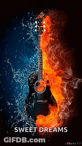 Poster With Guitar Saying Sweet Dreams GIF