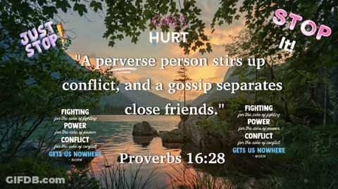 Poster With Proverbs 16:28 GIF