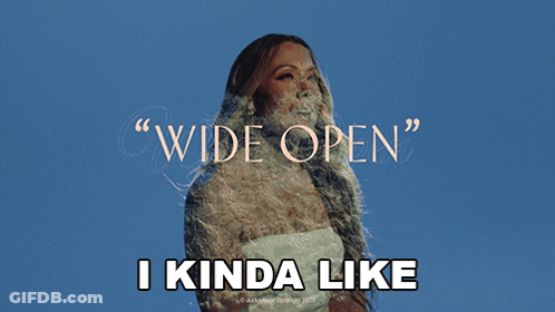 Poster With Woman Saying Wide Open GIF
