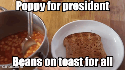 Pot Of Baked Beans Next To Toast GIF