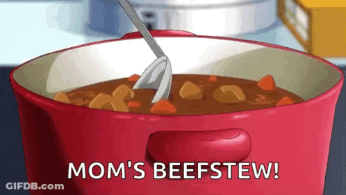 Pot Of Beef Stew With Spoon GIF