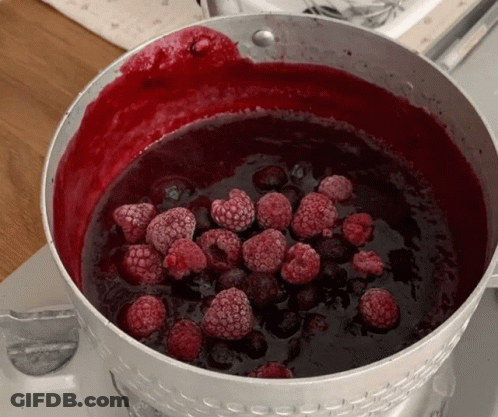 Pot Of Raspberries And Blueberries GIF