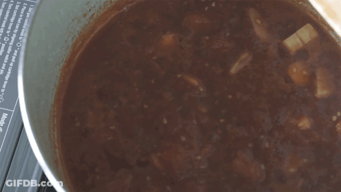 Pot Of Soup Cooking On Stove Labeled Mode GIF