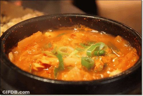 Pot Of Stew With Green Onions GIF