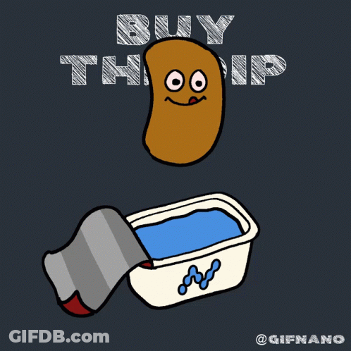 Potato In Tub Of Dip With Buy The Dip GIF