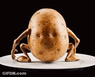 Potato With Arms And Legs On Plate GIF