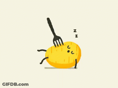 Potato With Fork Sticking Out Of Head GIF