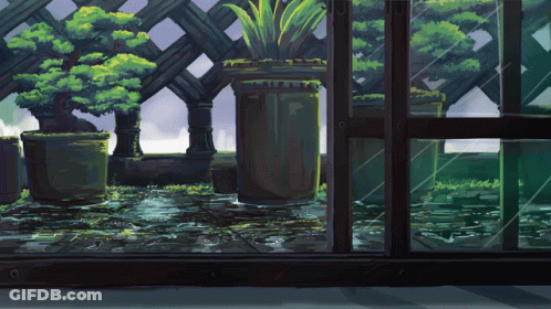 Potted Plants In Front Of Fence GIF