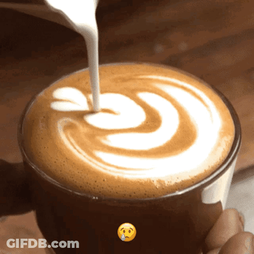 Pouring Milk Into Coffee With Crying Face GIF