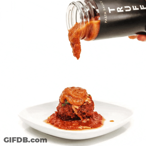 Pouring Sauce On Meatball GIF