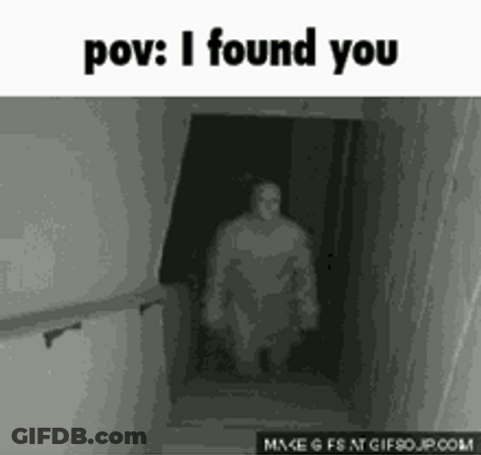 Pov Masked Man Walking Upstairs Fall Down GIF