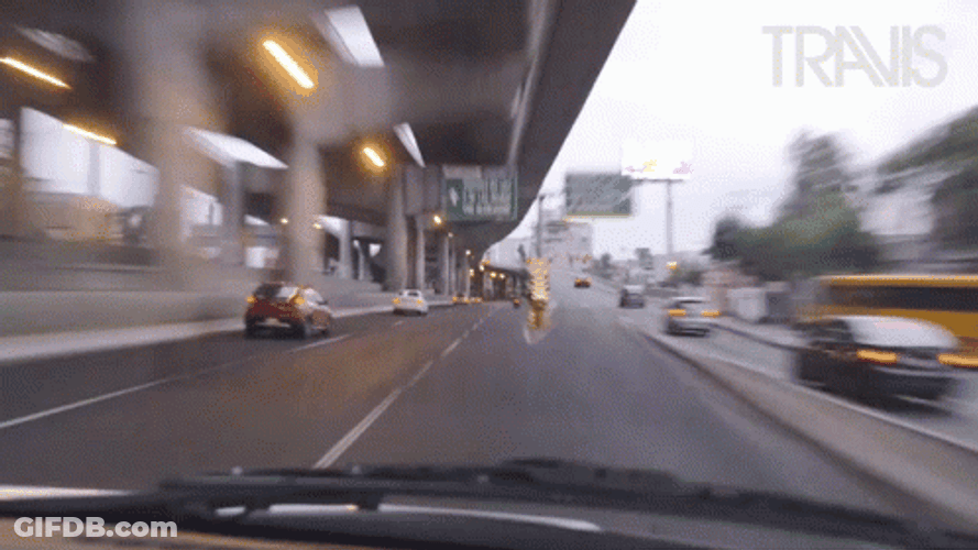 POV Of Passenger In A Car Driving Fast GIF