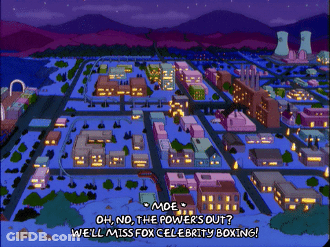 Power Out City Lights Down The Simpsons GIF