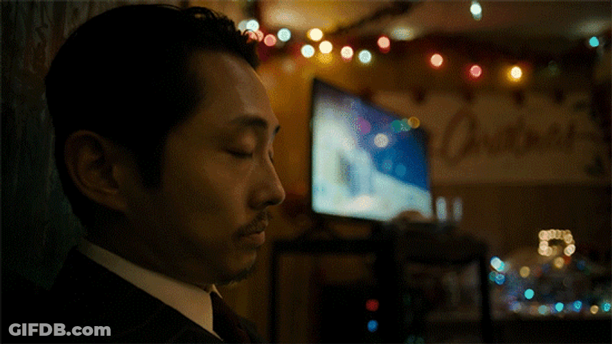 Power Out Steven Yeun Blinking Light GIF