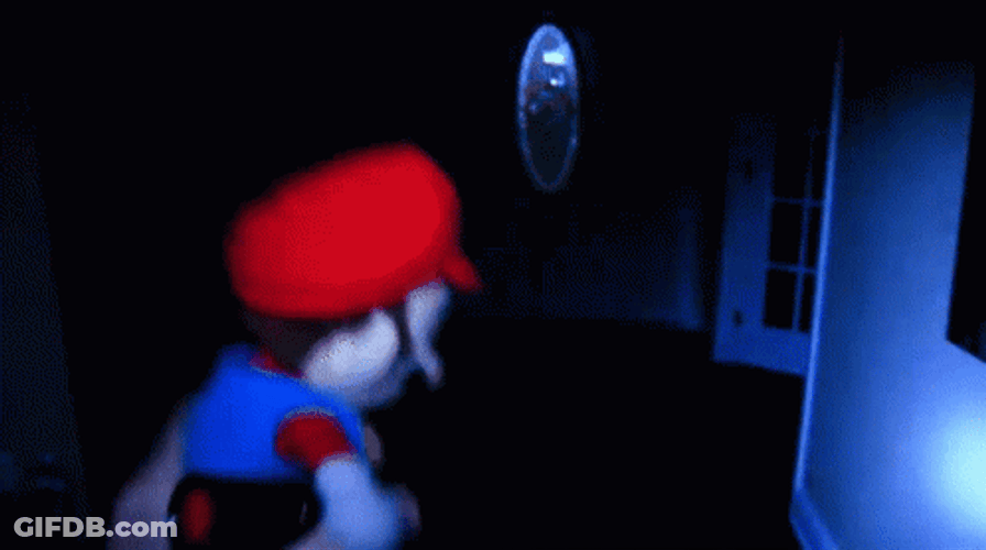 Power Out Super Mario Flashlight Lighting Room GIF