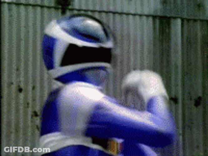 Power Rangers Blue Hilarious Attack GIF