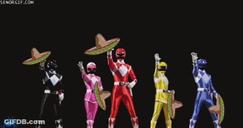 Power Rangers Dancing In Sombreros GIF