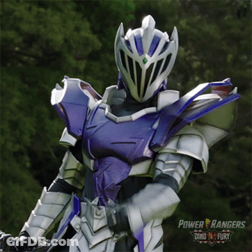 Power Rangers Dinosaur Fury Poster Purple Silver Ranger GIF