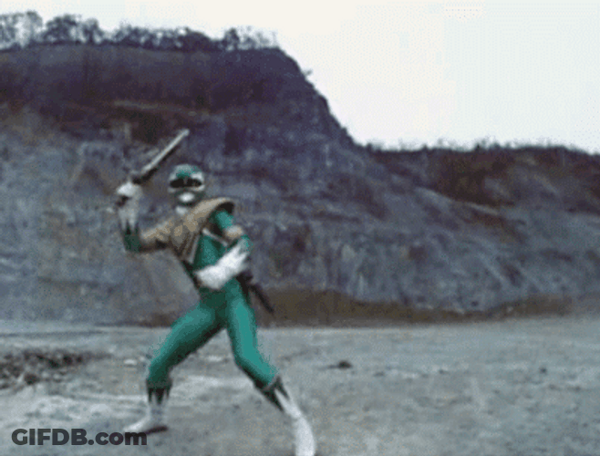 Power Rangers Green Rangers Fight GIF