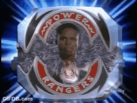 Power Rangers Logo With Man In Middle GIF
