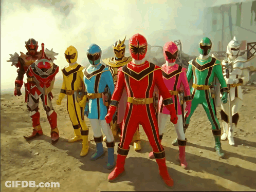 Power Rangers Posing For Photo GIF