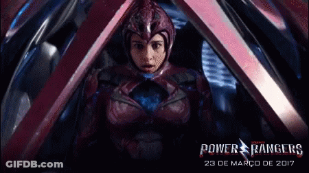 Power Rangers Poster Woman In Red Helmet GIF