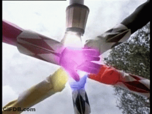 Power Rangers Putting Hands Together In Circle GIF