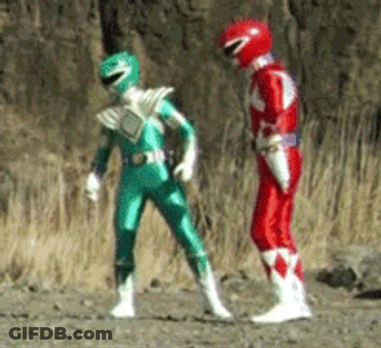 Power Rangers Shrugs GIF