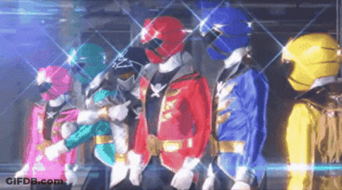 Power Rangers Standing In Dark Room GIF