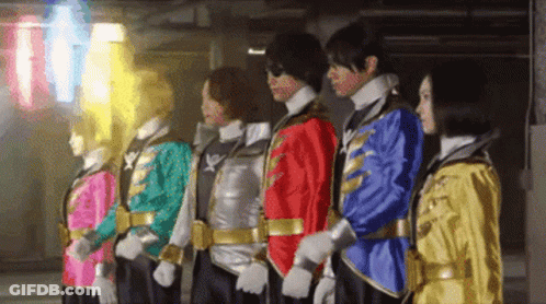 Power Rangers Standing In Line GIF