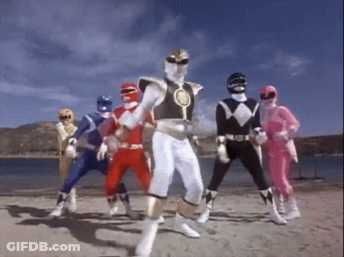Power Rangers Standing On A Beach GIF